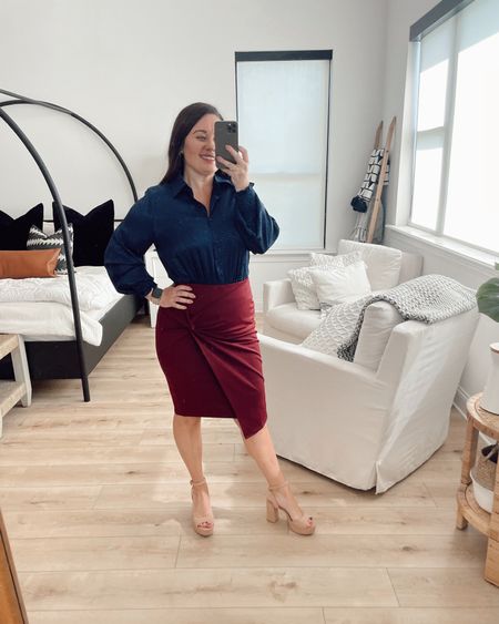 Lauren in a small top and skirt for petite workwear from Amazon- all fits TTS.

#LTKworkwear #LTKunder50 #LTKSeasonal