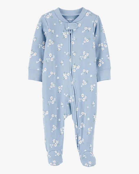 Carter's Baby Girls Girl Floral 2-Way Zip Cotton Sleep & Play Pajamas - Blue NB Blue | Carter's Inc