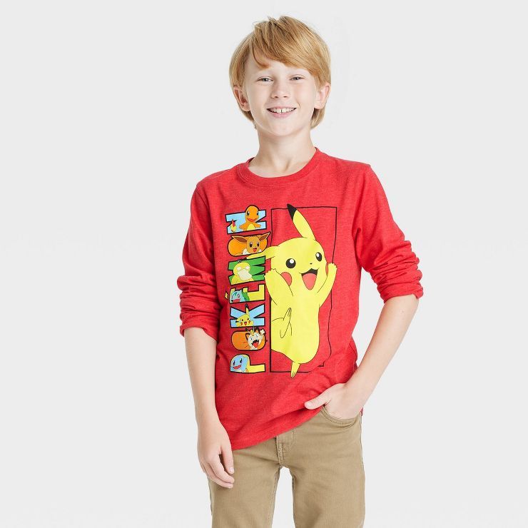 Boys' Pokémon Pikachu Long Sleeve Graphic T-Shirt - Red | Target