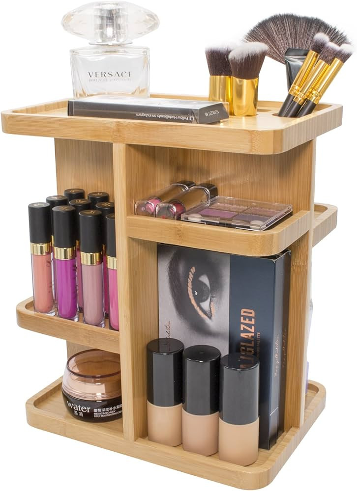 Sorbus 360° Bamboo Makeup Organizer - Multi-Function Storage Carousel for Cosmetics, Make Up, Skin C | Amazon (US)