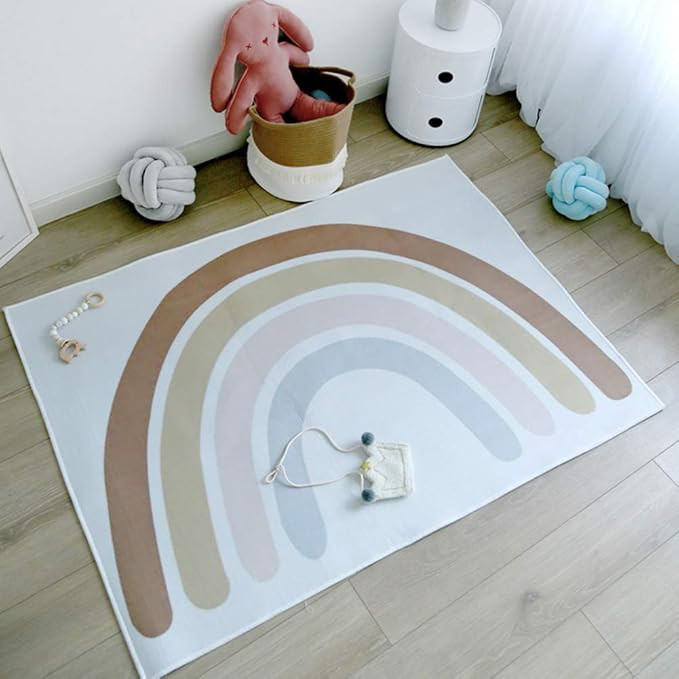 NaisiCore Baby Play Mat, Rainbow Pattern Carpet Home Decorative Rugs Toddle Crawling Mat Non-Toxi... | Amazon (US)