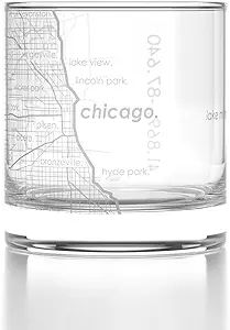 Well Told Engraved Chicago Illinois Map Rocks Glass, Old Fashioned Whiskey Glass (11 oz, Clear) E... | Amazon (US)
