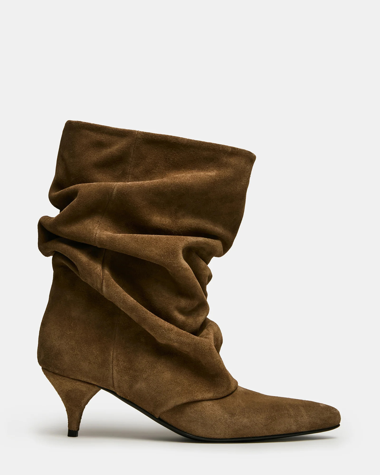 LEXEN Taupe Suede Pointed-Toe Fold-Over Scrunched Women's Ankle Boot | Steve Madden (US)