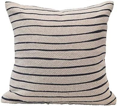 Bloomingville Recycled Cotton Blend Stripes, Black & Cream Color Pillow | Amazon (US)