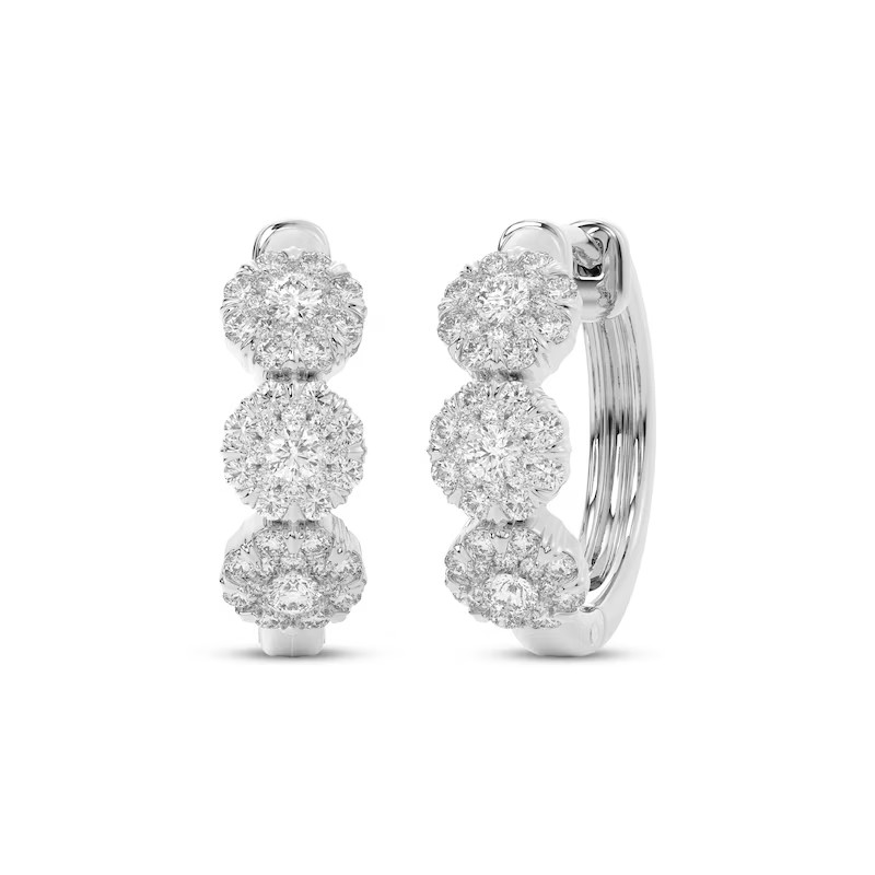 Multi-Diamond Trio Hoop Earrings 1 ct tw 14K White Gold | Kay Jewelers