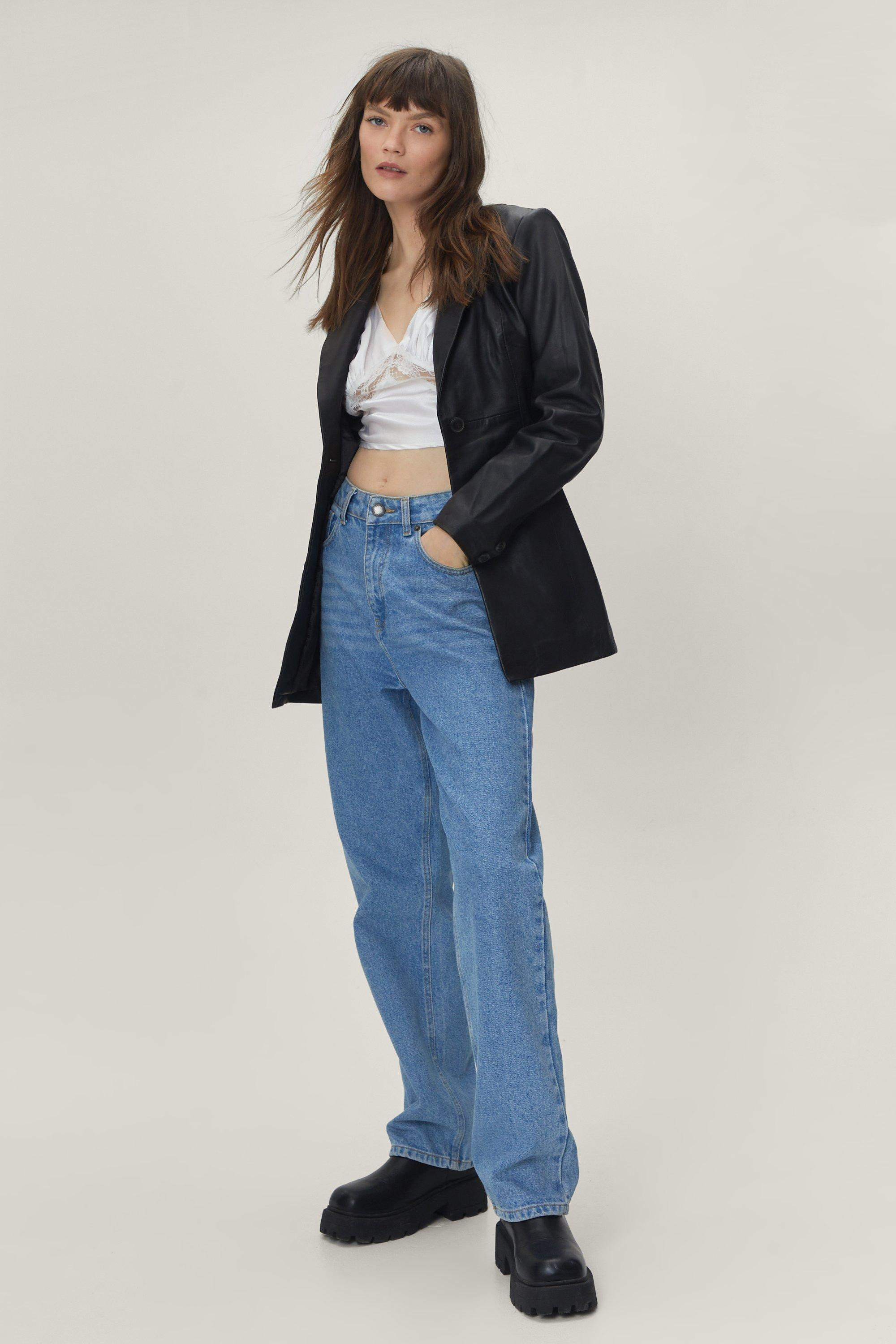 Real Leather Cinched Waist Blazer | Nasty Gal (US)
