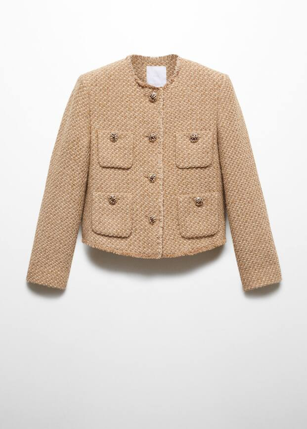 Tweed jacket with jewel buttons -  Women | Mango USA | MANGO (US)
