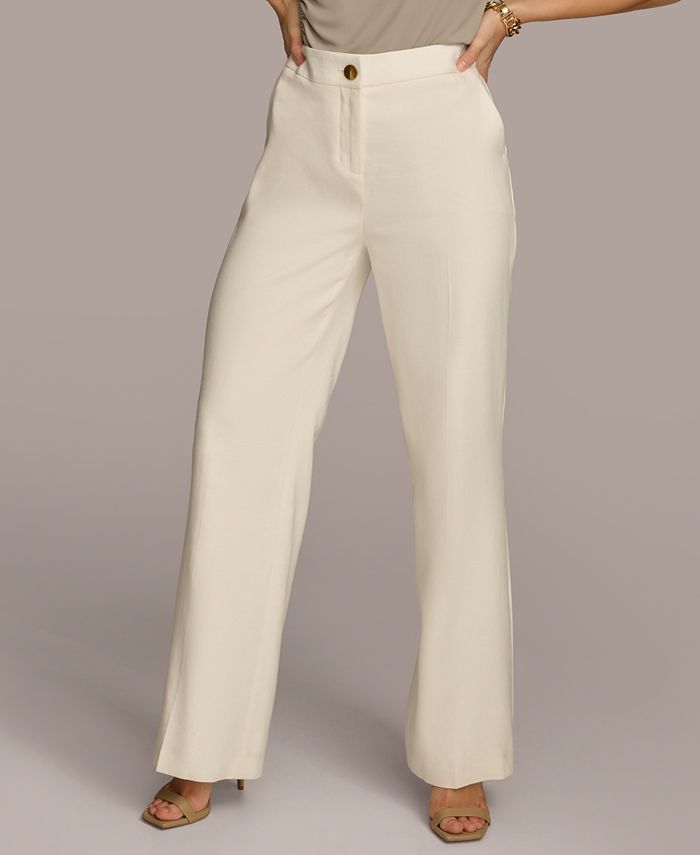 Donna Karan Women's Linen-Blend Straight-Leg Pants - Macy's | Macy's