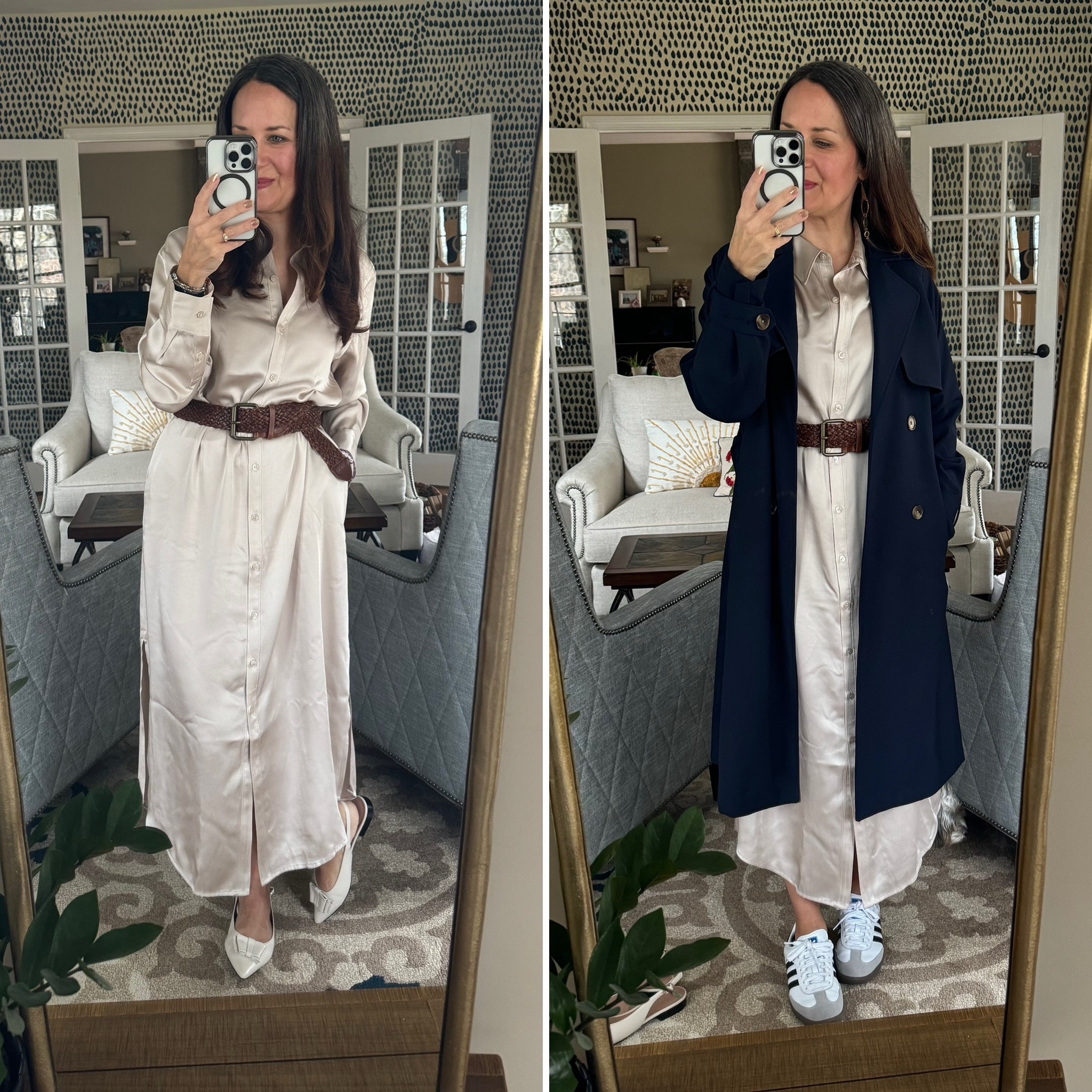 Silky dress two ways. Grab it while it’s on sale! Spring outfits

#LTKSeasonal #LTKSpringSale #LTKover40