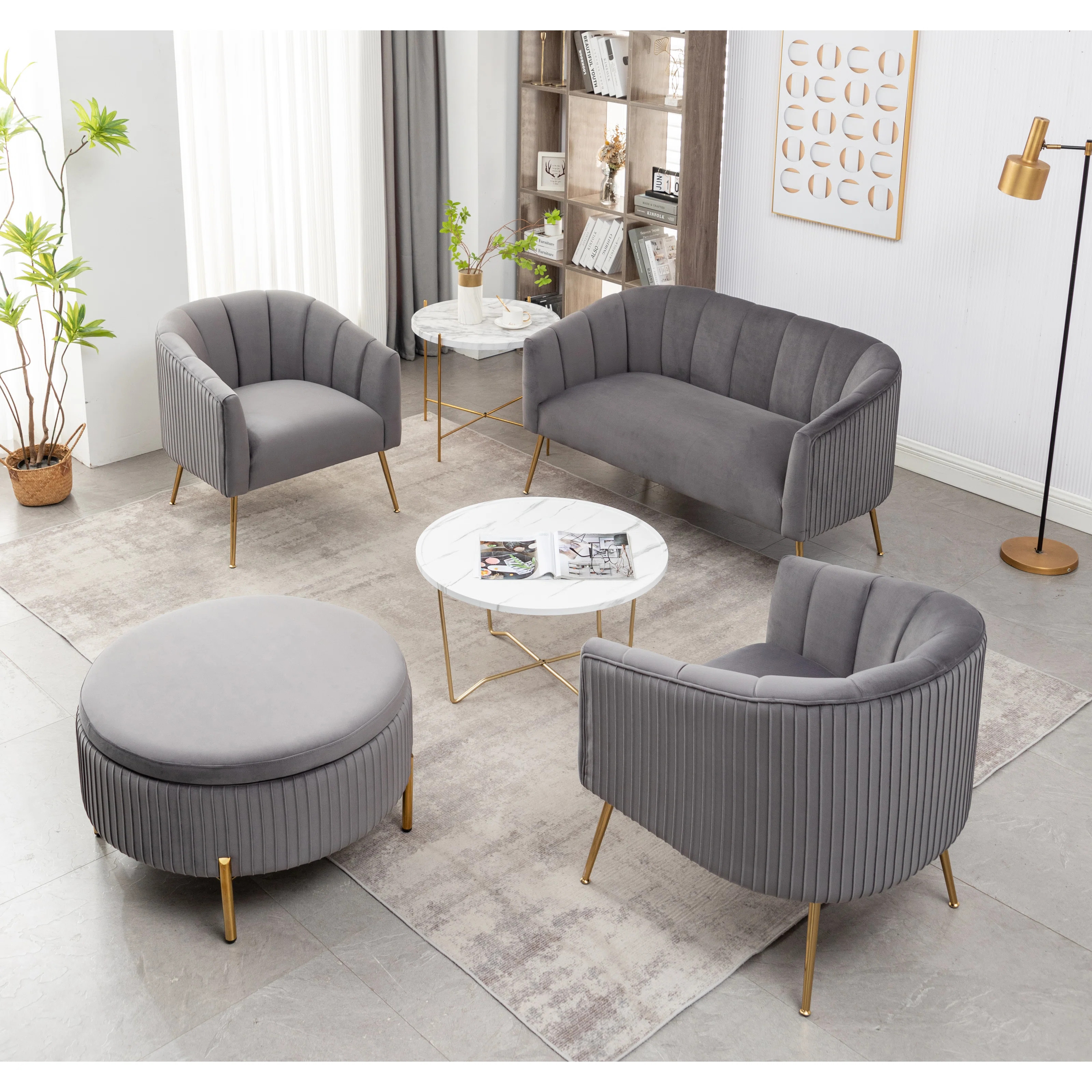 Mariantonietta 4 - Piece Velvet Living Room Set | Wayfair North America