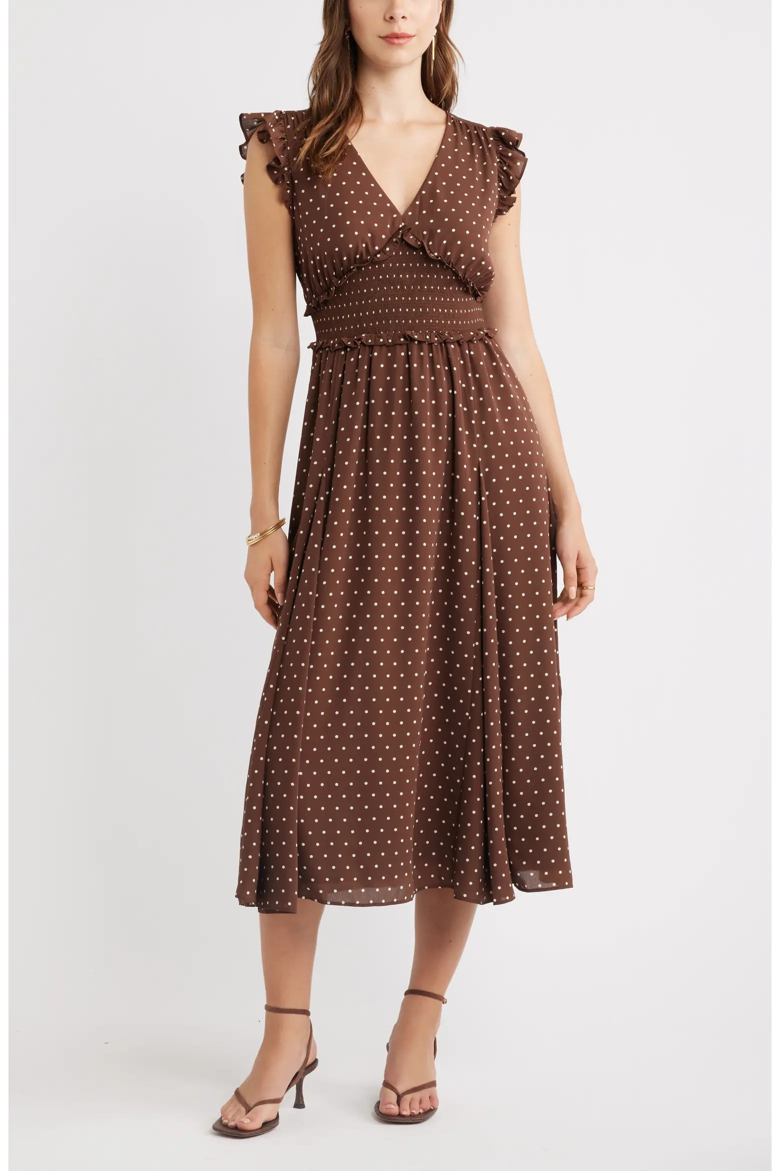 Smocked Chiffon Midi Dress (Women) | Nordstrom | Nordstrom