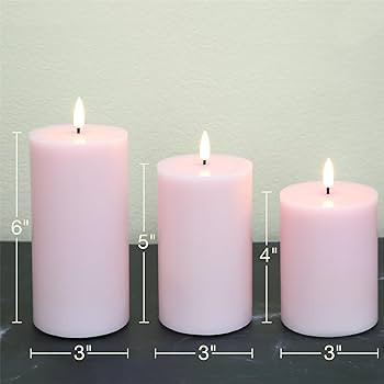 Pink Flameless Pillar Candles with Remote, Real Wax Flickering Battery Operated LED Candles Φ 3"... | Amazon (US)