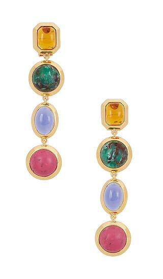 Bezel Jewel Linear Earrings in Glass Rainbow | Revolve Clothing (Global)