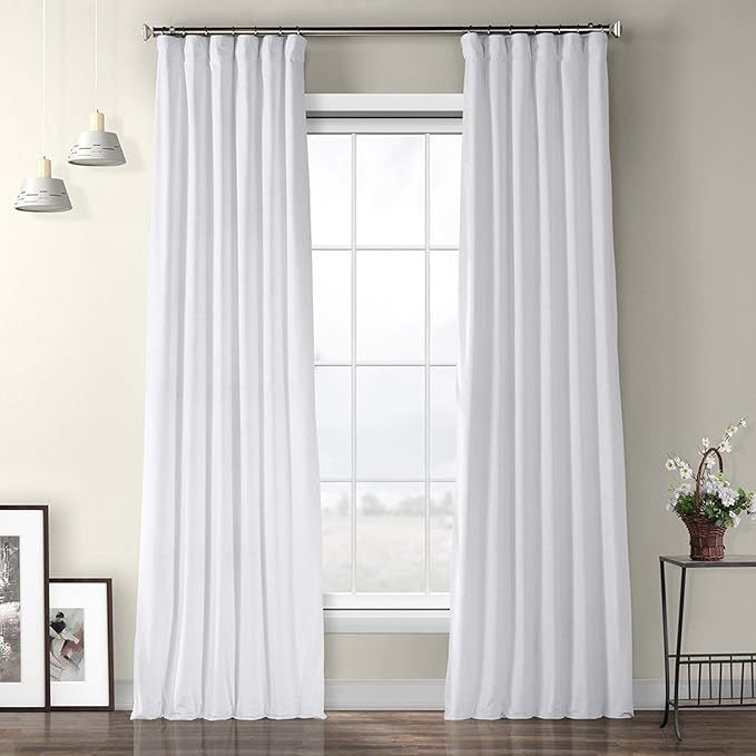 HPD Half Price Drapes VPYC-161201-96 Plush Velvet Curtain (1 Panel), 50 X 96, Pillow White | Amazon (CA)