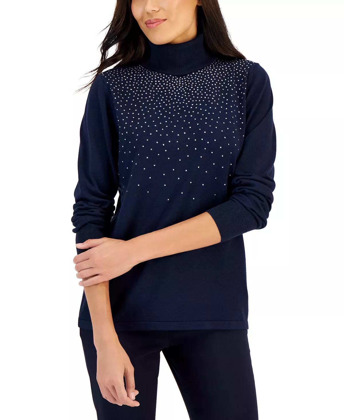 Vince Camuto Embellished Heart Turtleneck Sweater - Macy's