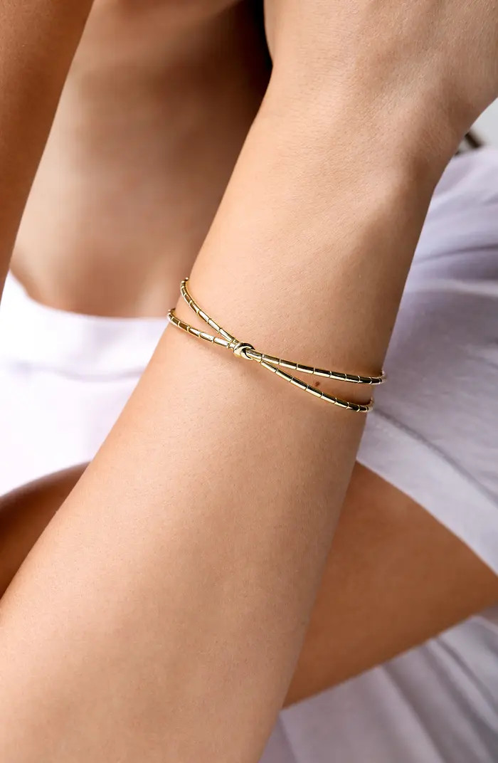 Bony Levy 14k Gold Crossover Knot Open Bangle Bracelet | Nordstrom | Nordstrom