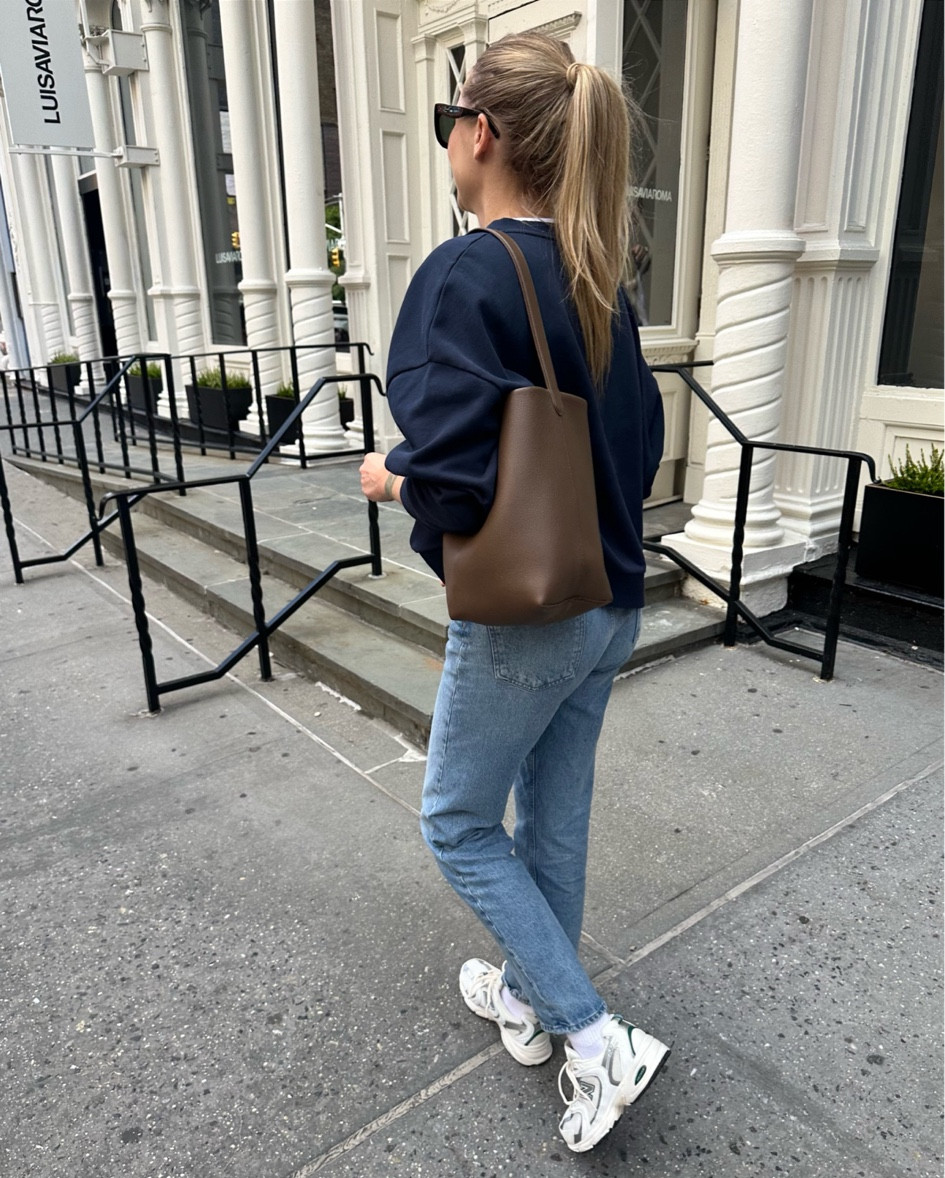 Sweatshirt is Celine (linked similar)
Sneakers run 1/2 size big in my opinion
Tote color “elephant” 

#LTKNYFW 

#LTKStyleTip #LTKOver40