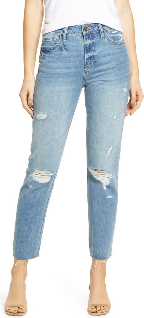 Distressed High Waist Ankle Straight Leg Jeans | Nordstrom