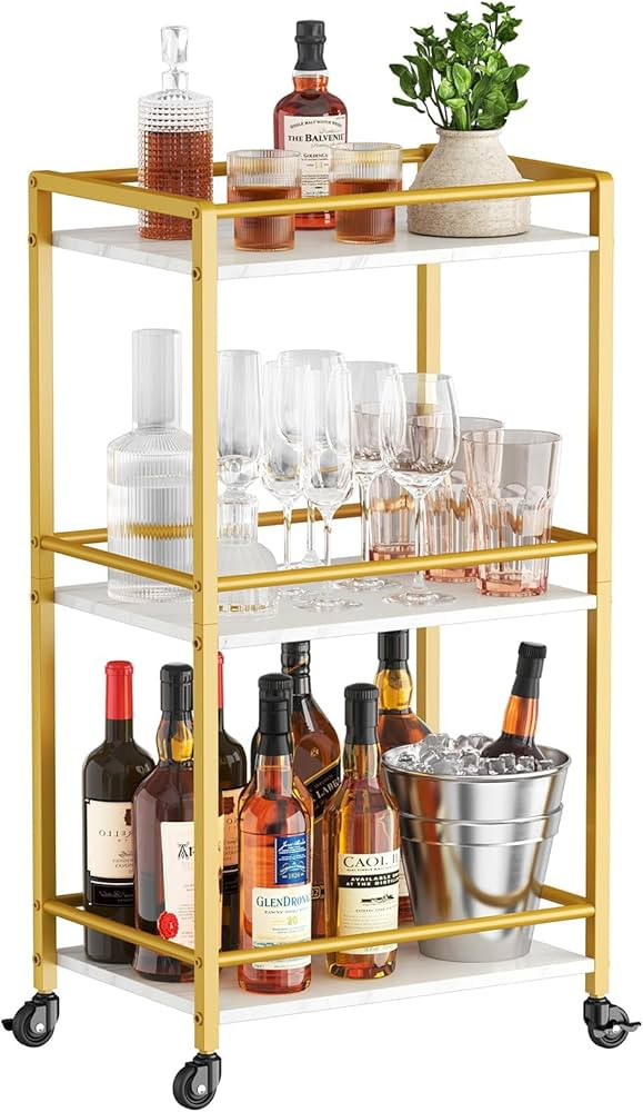 Lifewit Bar Cart for The Home, 3 Tier Rolling Wine Cart, Drink Serving Cart with Lockable Wheels,... | Amazon (US)