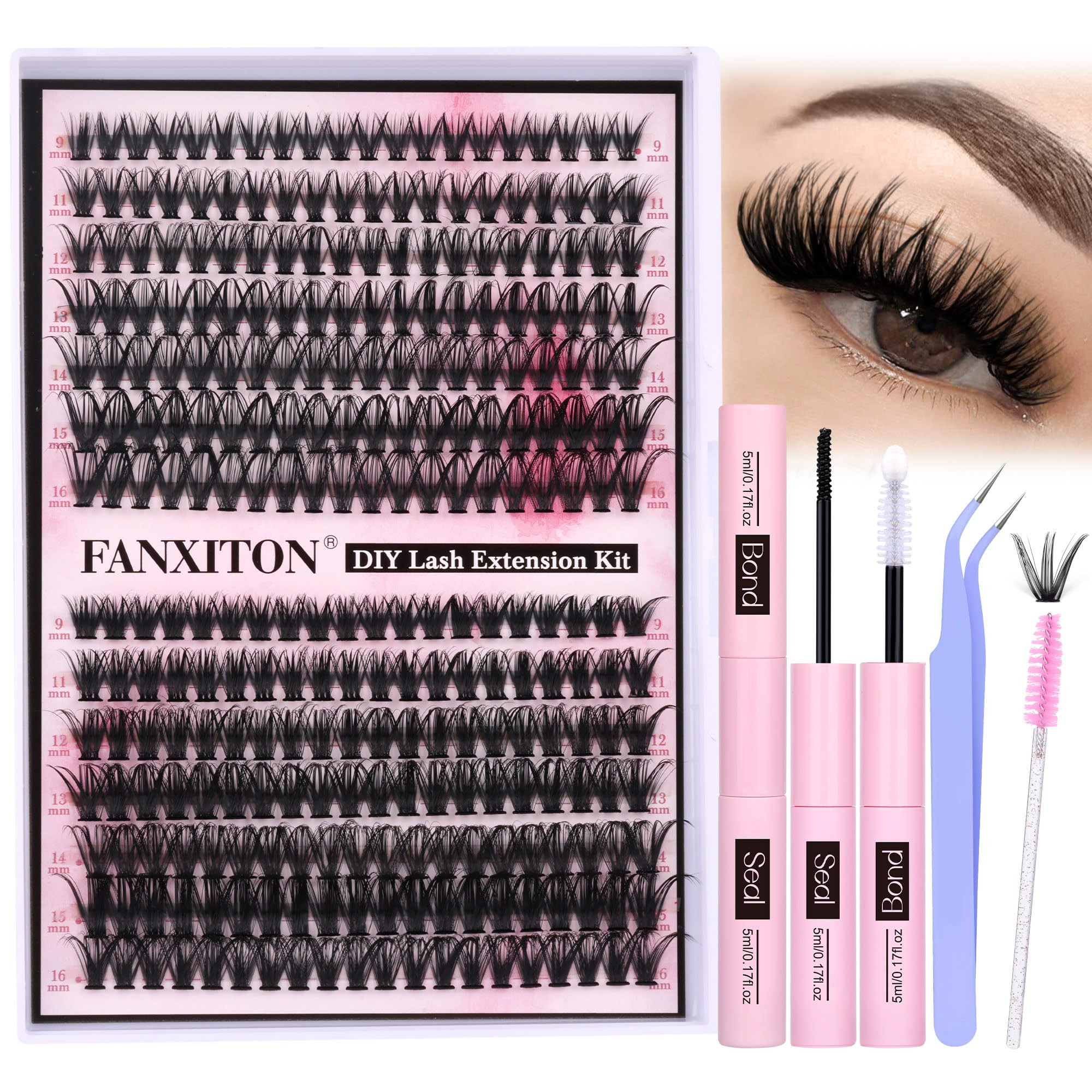 FANXITON DIY Lash Extension Kit Volume Lash Clusters 40D+50D D Curvature Individual Lashes Lash C... | Amazon (US)