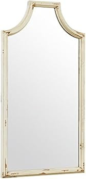 Amazon Brand – Stone & Beam Curved Vintage-Look Wood Frame Wall Mirror - 28-Inch Height, White | Amazon (US)