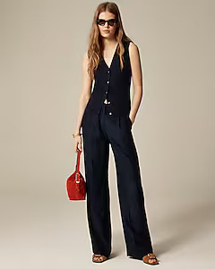 Essential wide-leg pant in textured satin | J. Crew US