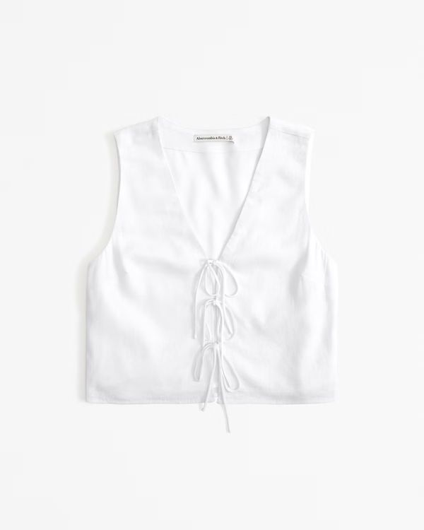 Linen-Blend Tie-Front Vest Top | Abercrombie & Fitch (US)