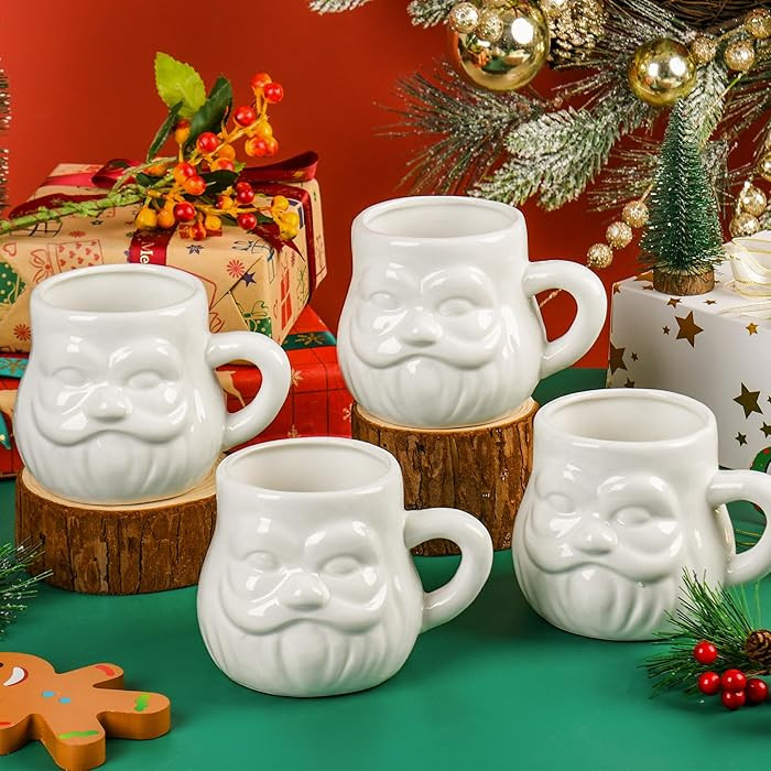 Christmas Santa Face Ceramic Mugs, Set of 4, 15 oz Hot/Cold Drinks Beverage Christmas Mugs Drinkw... | Amazon (CA)