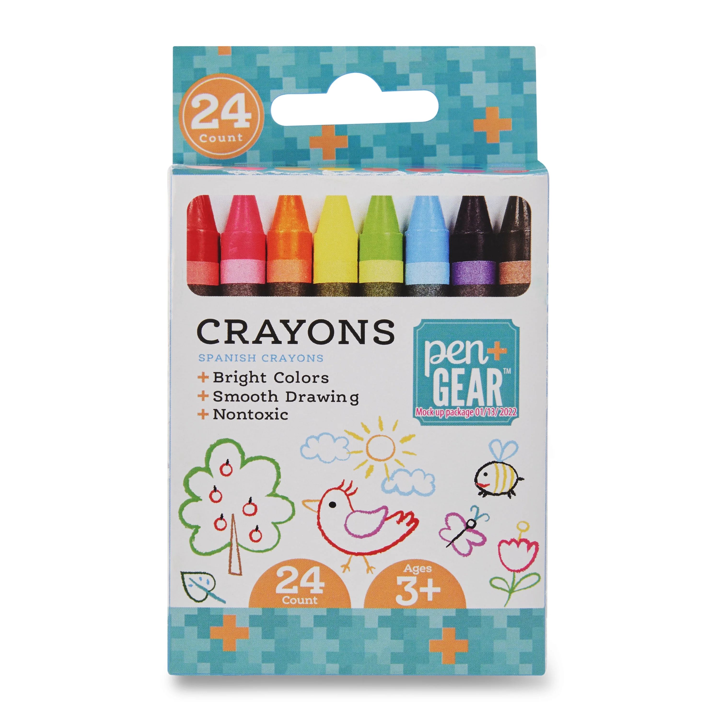 Pen + Gear Classic Crayons, 24 Piece Count, Assorted Colors - Walmart.com | Walmart (US)