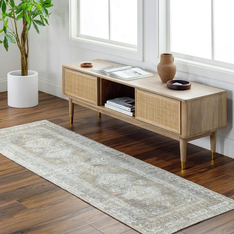 Better Homes & Gardens Geo Medallion Runner Washable Non-Skid Area Rug, Sage, 2'5" x 7' | Walmart (US)