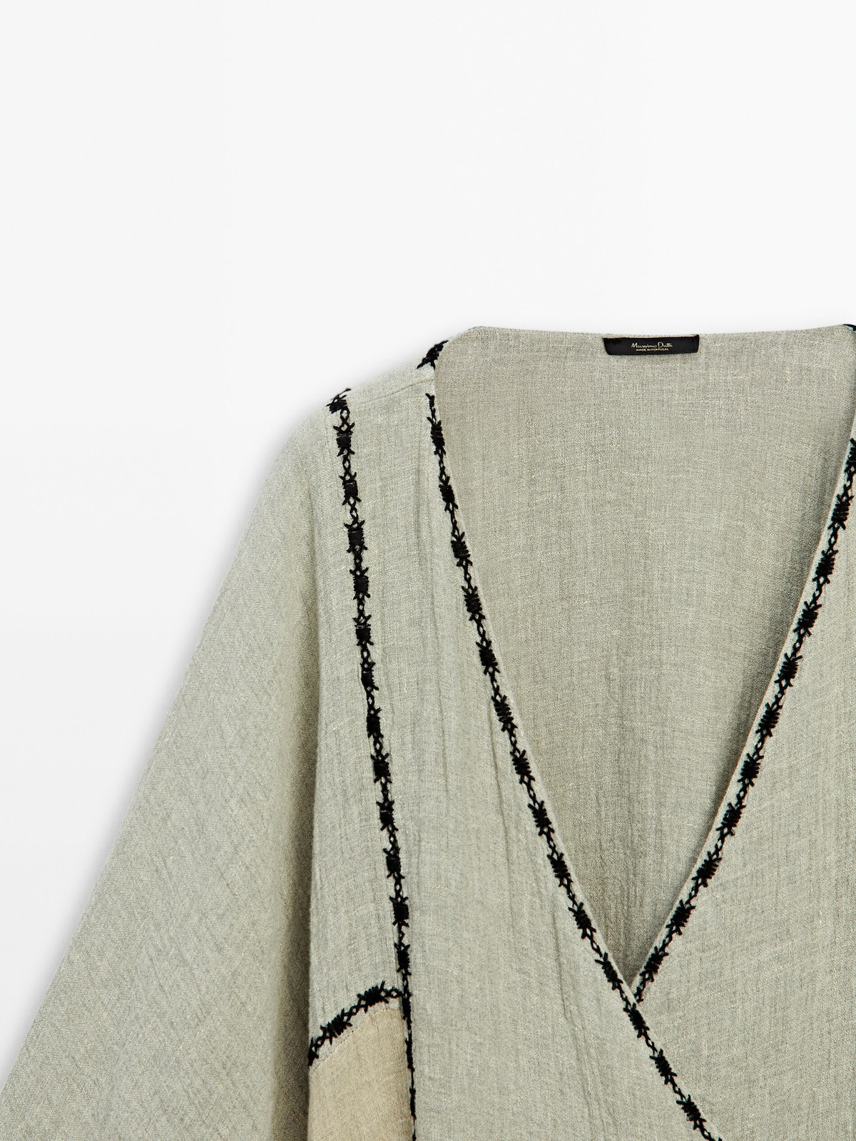 Linen blend kaftan with embroidered detail | Massimo Dutti UK