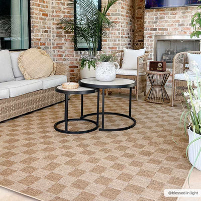 Kuval Checkered Brown Rug | Boutique Rugs