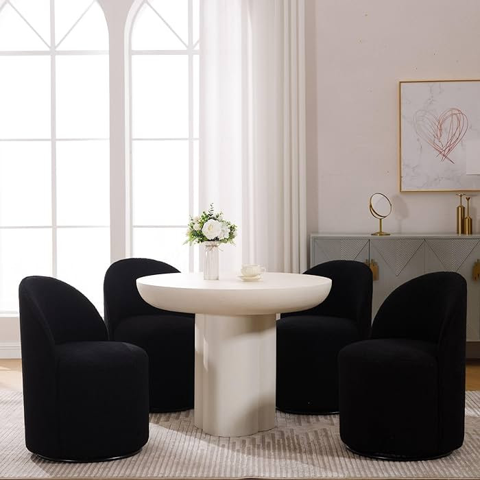 Wahson Boucle Swivel Dining Chair Set of 4, Modern Upholstered Barrel Accent Chair with 360 Degre... | Amazon (US)