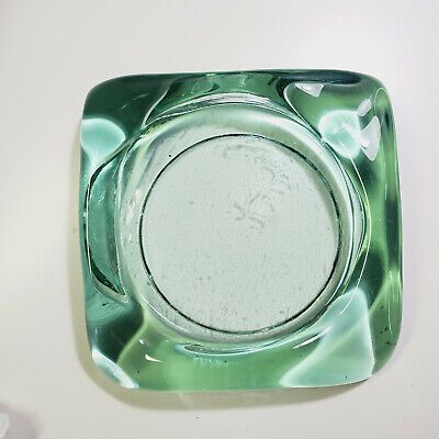 Recycled glass ￼Ashtray Square Clear Green Heavy Cigar Ash Tray Vintage MCM 6.5” | eBay US