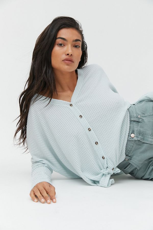 Out From Under Jojo Oversized Thermal Button-Front Top | Urban Outfitters (US and RoW)