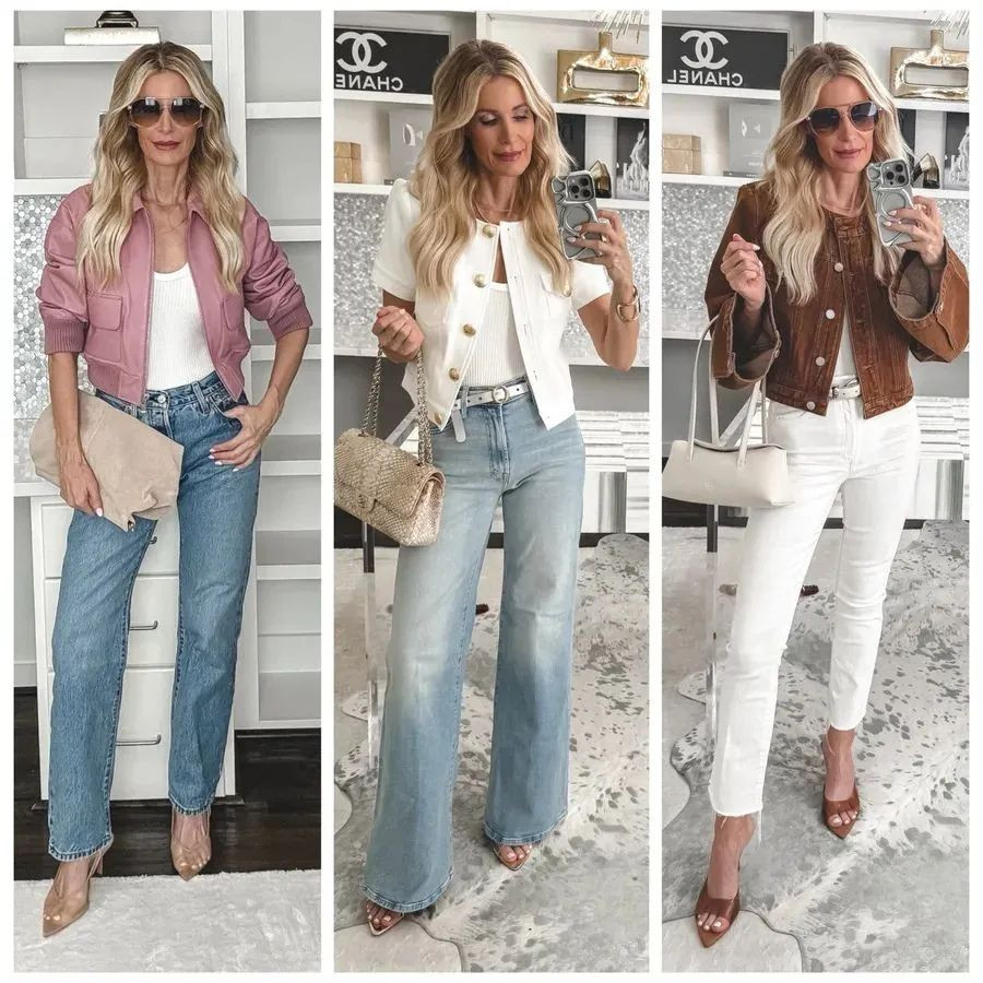 Spring style refresh! ✨✨✨ Here are 3 spring shoe trends that are out—and what to wear instead. 1. OUT: Chunky block heels IN: Low, wearable heels. I love these chic 3-inch sheer neutral heels from Revolve—comfortable and they go with everything. 2. OUT: Round-toe heels or flats IN: Pointy-toe styles. They’re very on trend and elongate your legs. These under-$100 brown pointy-toe clear heels from BCBG are such a great find. 3. OUT: Neon pumps IN: Metallic or neutral heels that pair with everything. Loving these from Schutz with a wearable 3-inch heel. Everything runs true to size—XS in jackets and 24 in jeans. For even more spring shoe trends that are out of style—and what to wear instead—head over to my most recent YouTube video!  

 

#LTKdayinmylife #LTKSeasonal #LTKOver40