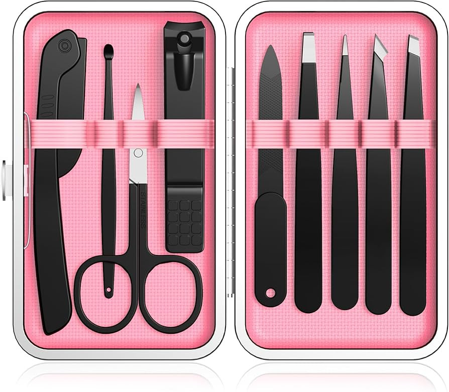 Yougai Tweezers Set, 9 Pcs Professional Stainless Steel Tweezers Kit for Women Facial Hair, Preci... | Amazon (US)