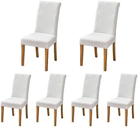 SoulFeel Set of 6 Lattice Chair Covers, Removable and Washable Stretch Spandex Jacquard Parsons Dini | Amazon (US)