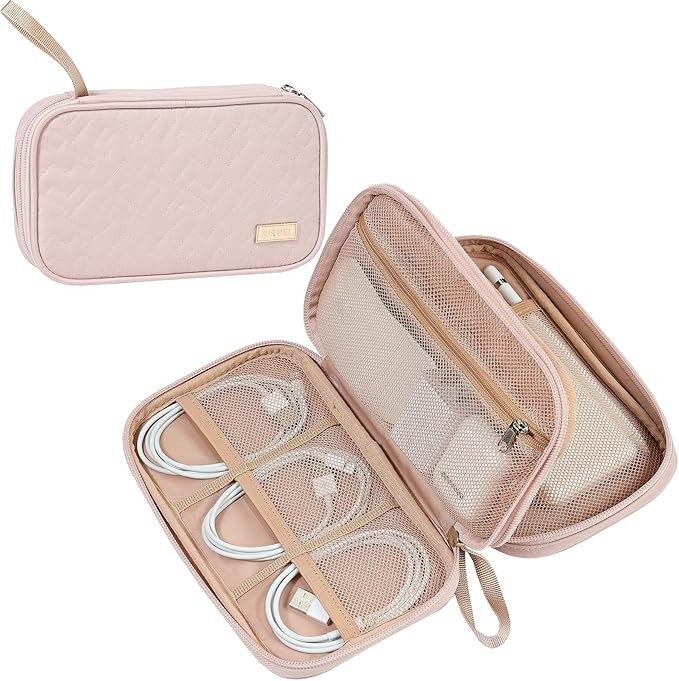 NISHEL Travel Cord Organizer Case, Double Layers Tech Electronic Case, Travel Essentials for Char... | Amazon (US)