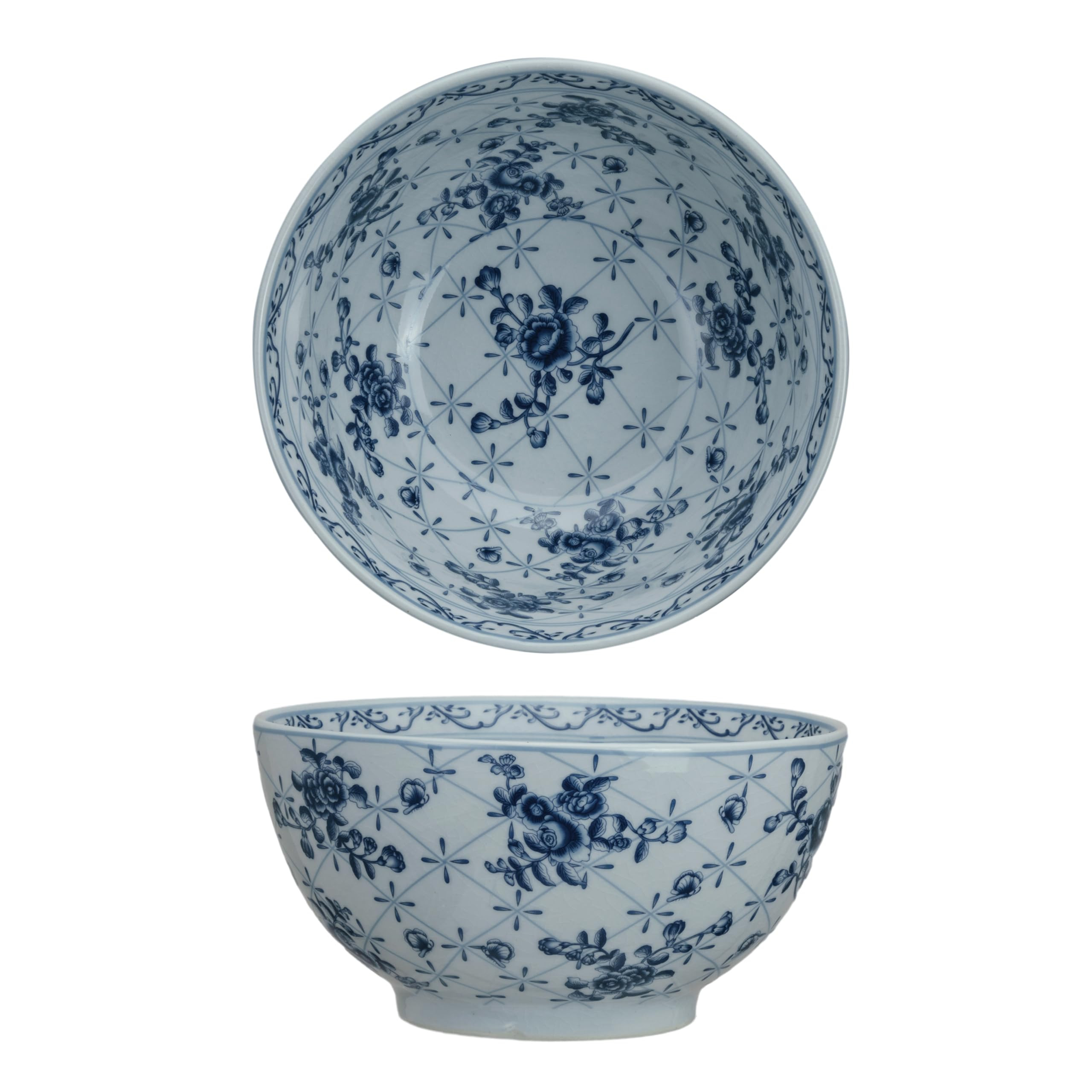 Creative Co-Op Floral Elegance Porcelain Bowl, Blue and White | Amazon (US)