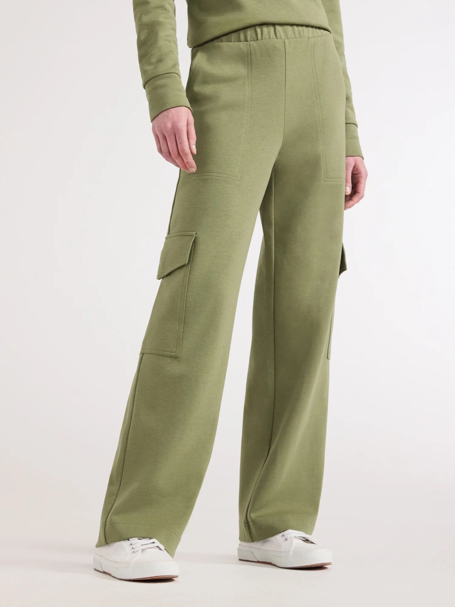 Free Assembly Women's Wide Leg Knit Cargo Pants, 30” Inseam, Sizes XS-XXL | Walmart (US)