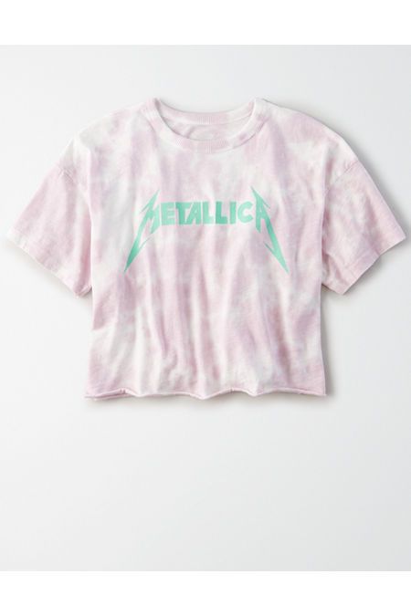 Tailgate Women's Metallica Tie-Dye Cropped T-Shirt | American Eagle Outfitters (US & CA)