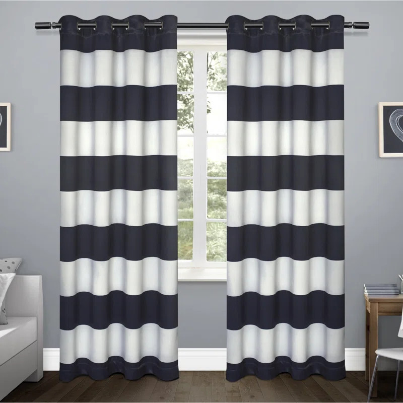 Danforth Rugby Striped Blackout Thermal Grommet Curtain Panels (Set of 2) | Wayfair North America