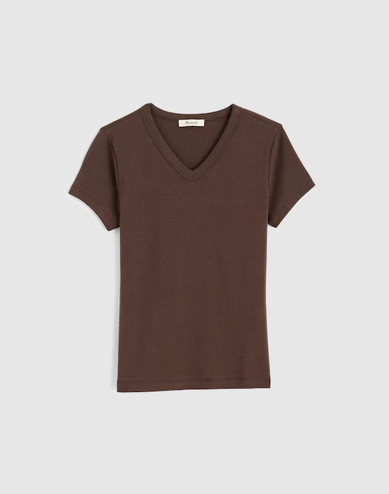 V-Neck Baby Tee in Compact Cotton | Madewell