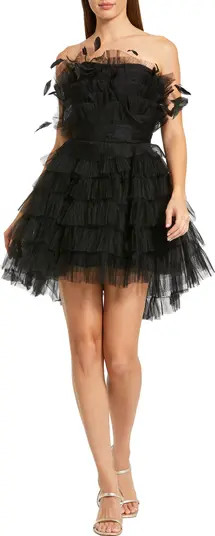 Mac Duggal Feathered Strapless Tulle Fit and Flare Dress | Nordstrom | Nordstrom