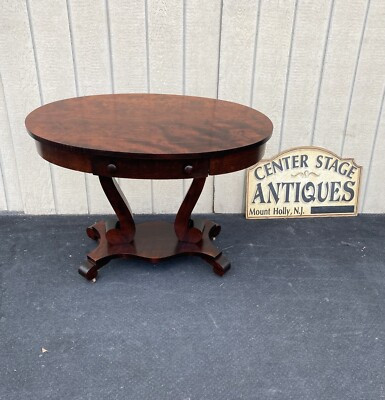 64888  Oval Empire Library Table with Drawer | eBay US