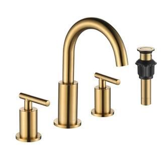 FORIOUS Two-Handle Bathroom Faucet 3-Hole Widespread Bathroom Sink Faucet with Metal Drain and Su... | The Home Depot