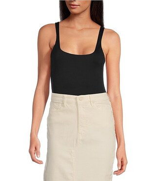 Good American Scuba Knit Modern Square Neck Sleeveless Wide Strap Tank Bodysuit | Dillard's | Dillard's