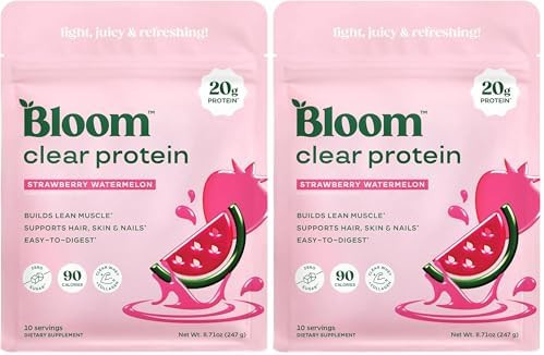Bloom Nutrition Clear Whey Protein, Strawberry Watermelon, 10 Svgs, 2 Pk | Amazon (US)