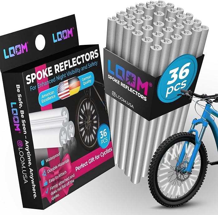 LOOM® Bike Spoke Reflectors Gift Set | 36 Pcs | Premium 8cm Reflective Clips for Bicycles - 360... | Amazon (US)